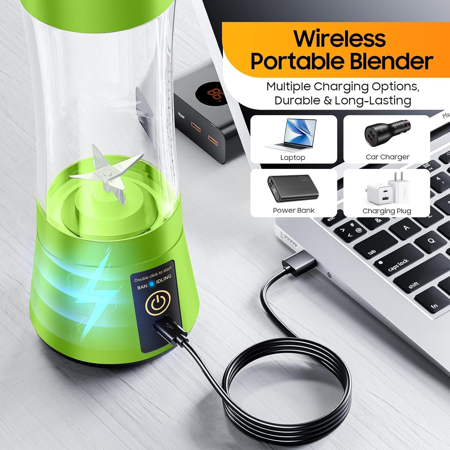 Cordless Portable Personal Size Blender-USB Rechargeable Blender for Smoothies a