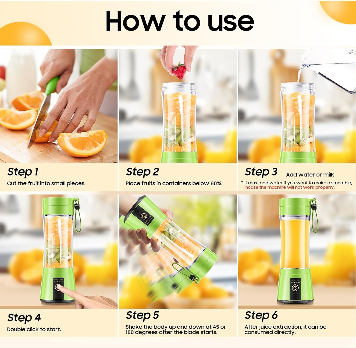 Cordless Portable Personal Size Blender-USB Rechargeable Blender for Smoothies a