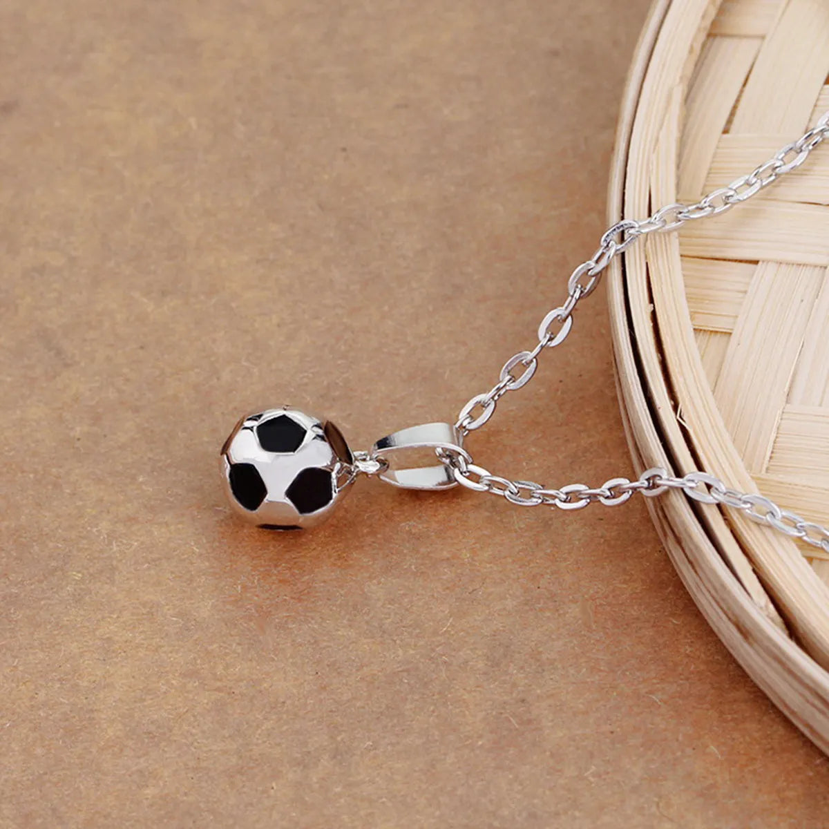 2Pcs Men Necklace Football Shape Alloy Plated Stylish Soccer Pendant Jewelry Gift for Young Men Birthday Anniversary Prom Party