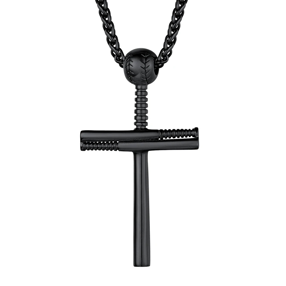 U7 Stainless Steel Sport Pendant Necklaces for Men Women Skateboard Soccer Baseball Bat Cross Jewelry Gift Clearance Sale