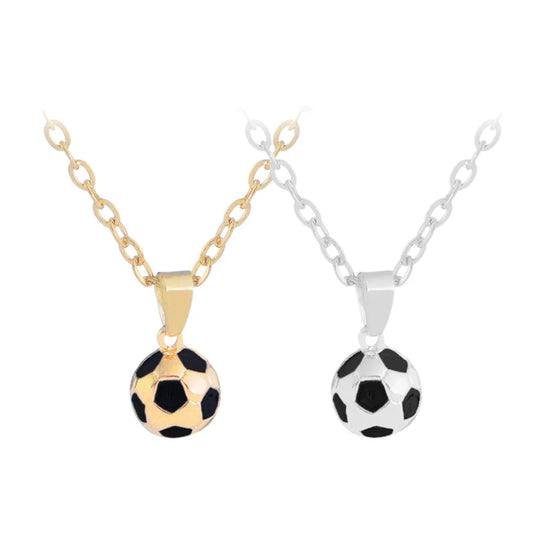 2Pcs Men Necklace Football Shape Alloy Plated Stylish Soccer Pendant Jewelry Gift for Young Men Birthday Anniversary Prom Party
